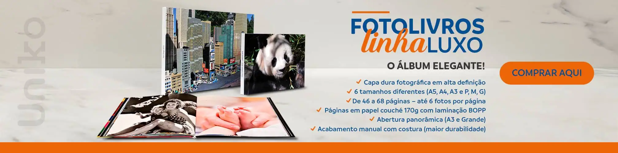 Capa de fotolivro Luxo, álbum fotográfico de alta qualidade para recordações especiais.