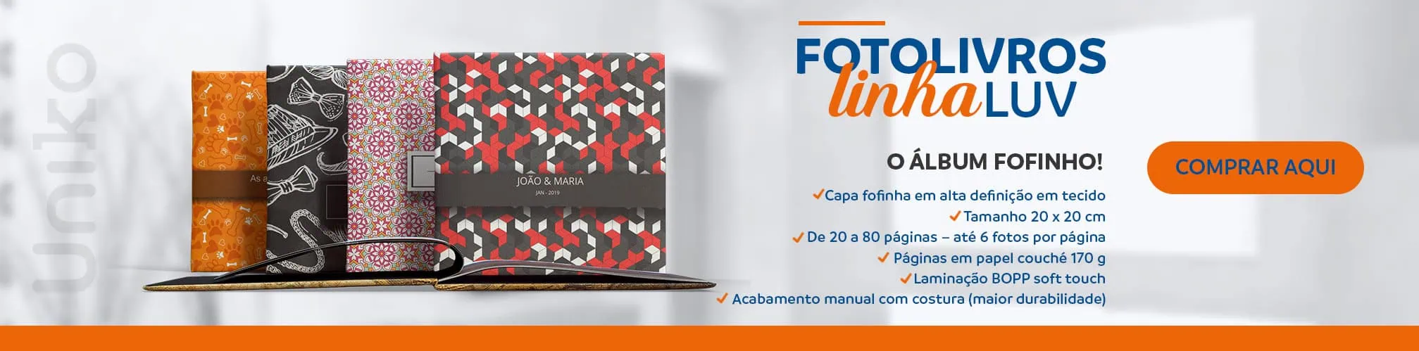 Foltivos linha LUV - Álbum de fotos com capa de alta qualidade e papel couchê 170g.