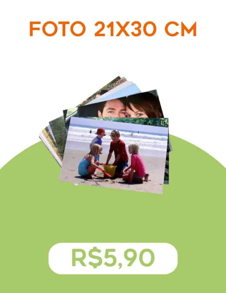 Fotos personalizadas 21x30 cm para lembranças de momentos especiais.