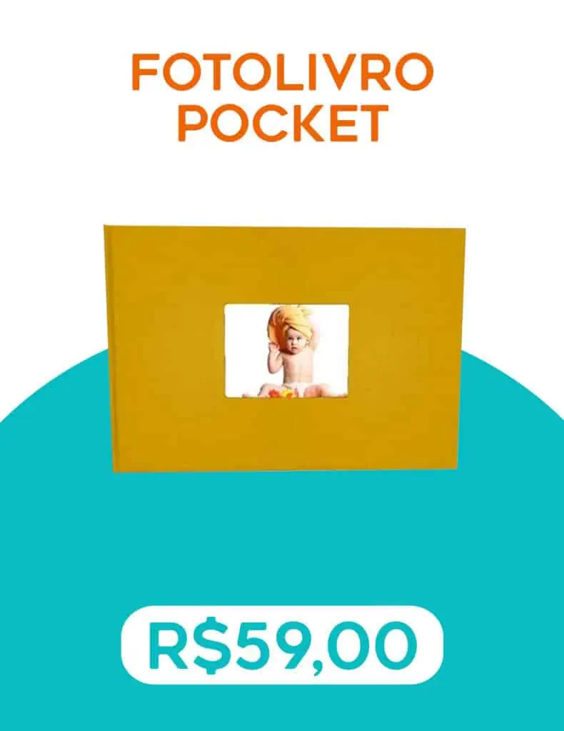1. Fotolivro pocket personalizado para fotos infantis e memórias especiais.