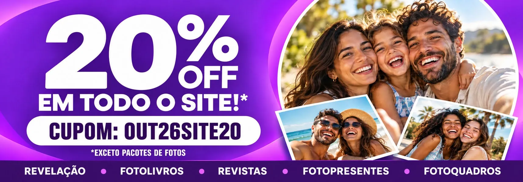 Desconto de 20% em fotos, fotolivros e mais na Uniko com cupom.